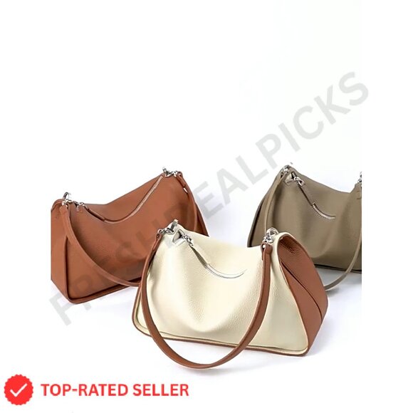 Genuine Leather Shoulder Bag Crossbody Hobo Adjustable Strap Elegant Minimal - Picture 8 of 8